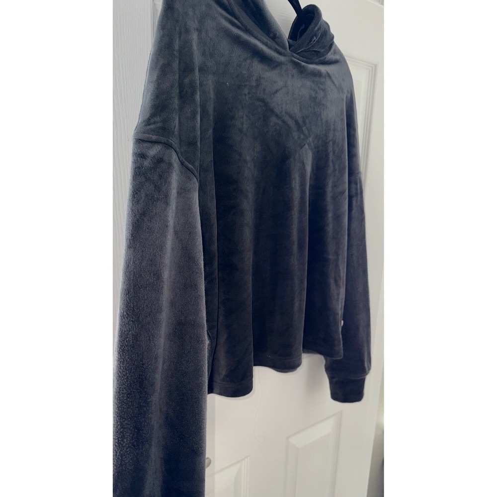 UGG Velour Hoodie Charcoal Gray Oversized Lounge Sweatshirt Women's Medium - Picture 5 of 9